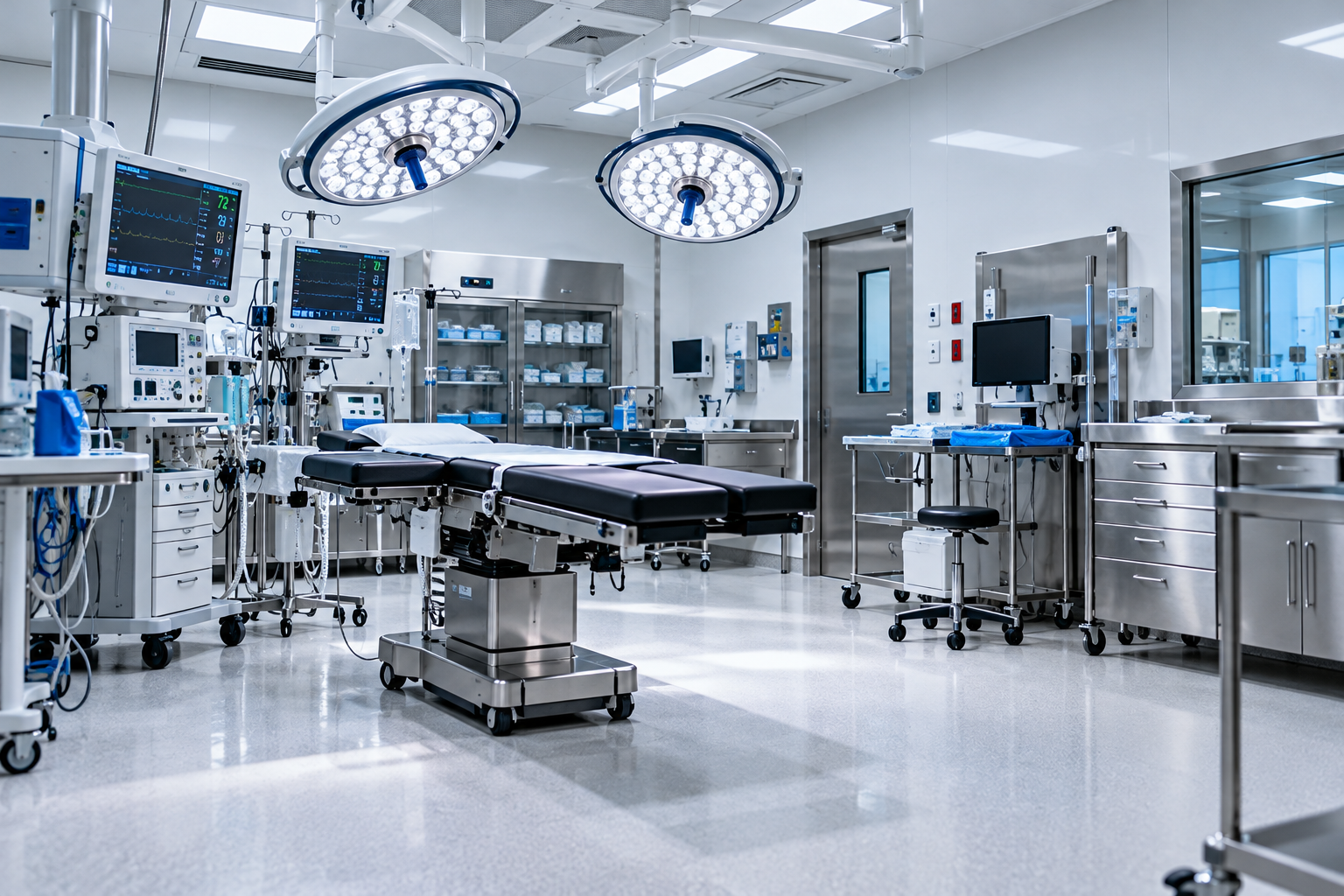Modern clean surgical suite in a healthcare facility